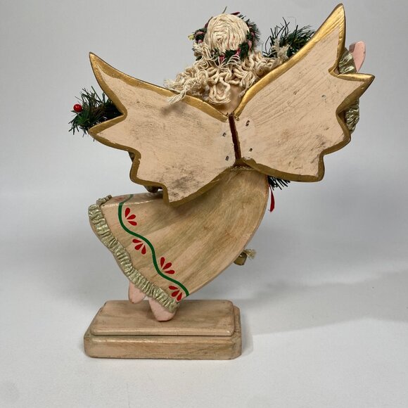 Vintage Wooden Angel Figurine Christmas Décor – 13" –‎ Hand-Painted – RARE - Picture 3 of 7
